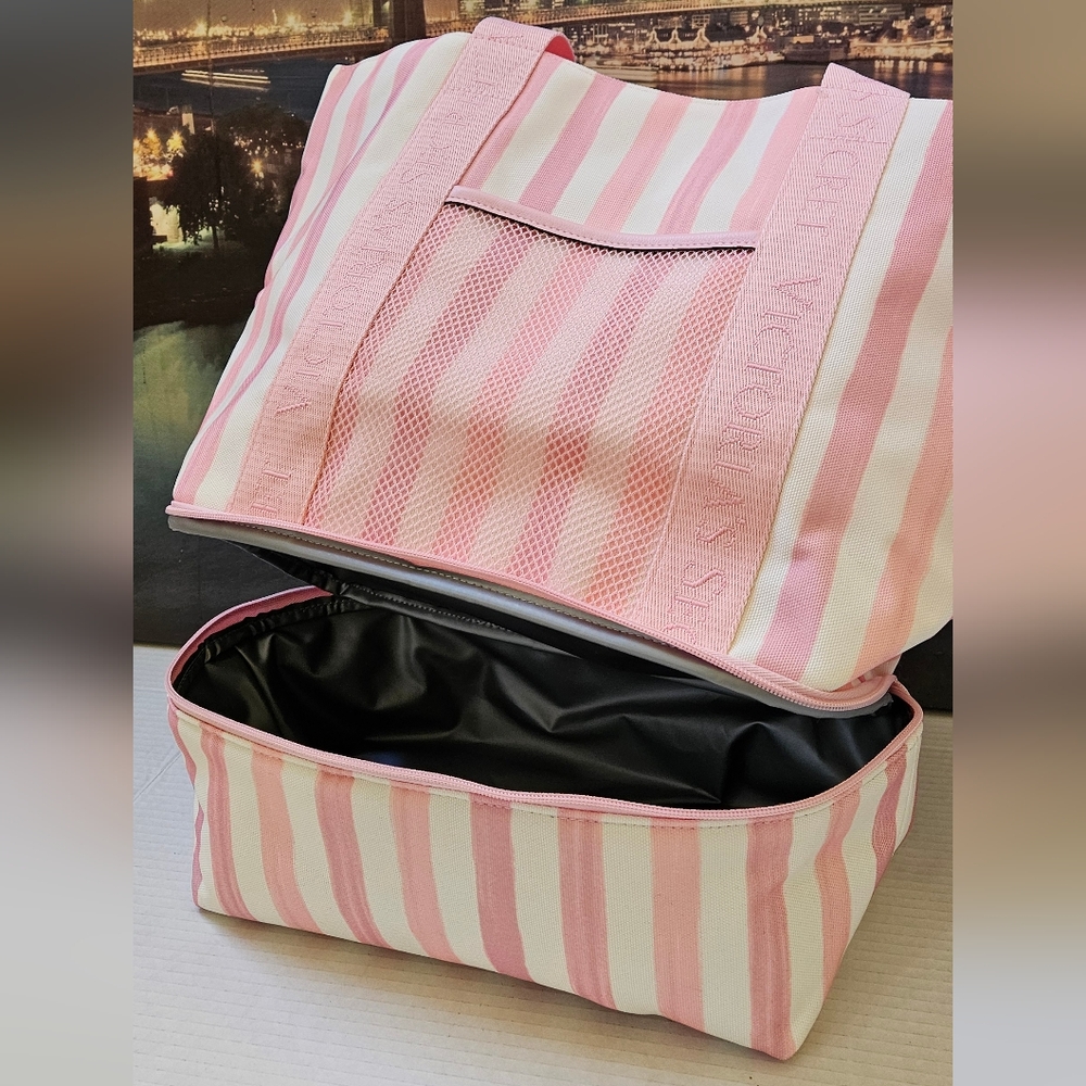 Victoria's Secret Pink Striped Tote Bag NWT - Picture 4 of 14